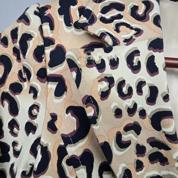 NANETTE LEPORE‎ Leopard Print Blazer 3/4 Sleeve Beige Artsy Buttons Womens Sz M - Picture 4 of 13